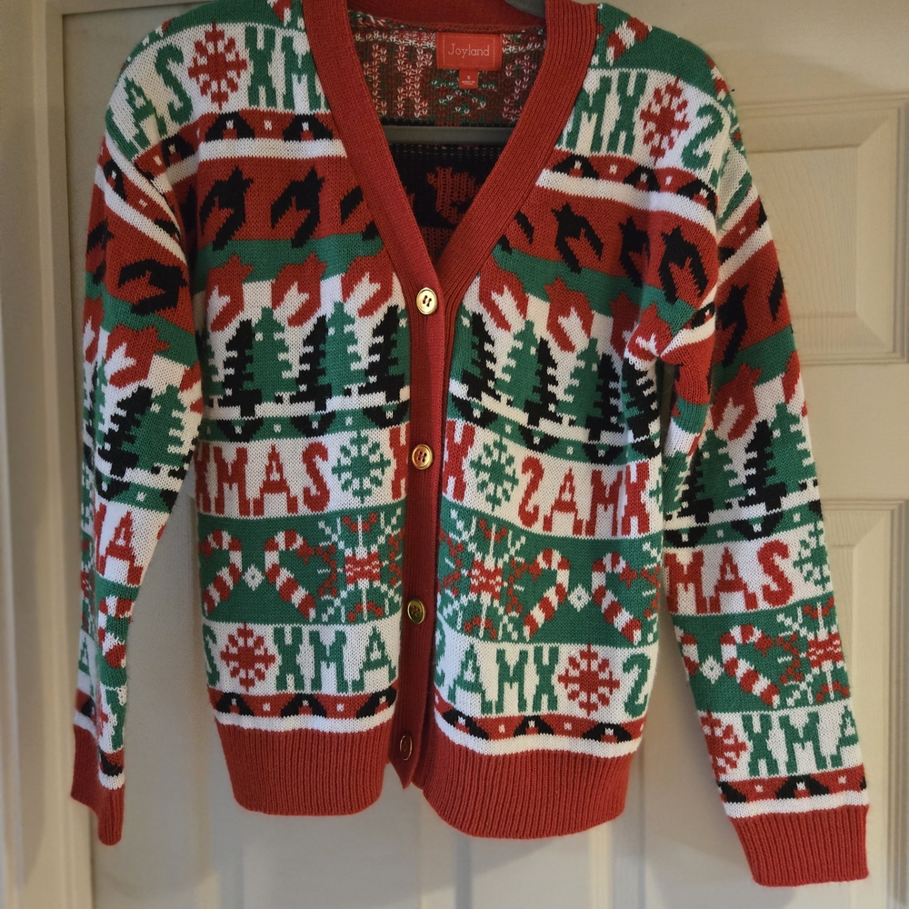 Festive Red and Green Nordic Cardigan Sweater